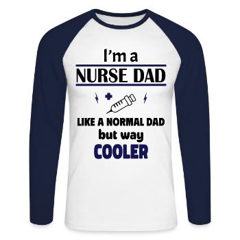 ich bin ein krankenpflege papa - Unisex Baseballshirt langarm - Weiß/Navy - Vorne - Nik (191cm)