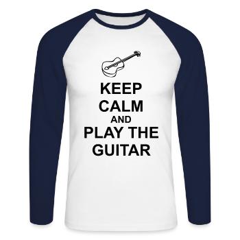 jouer le guitariste guitare cadeau jouer de la guitare - T-shirt baseball manches longues Homme - blanc/marine - Devant - Nik (191cm)