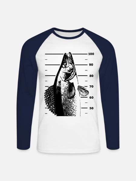 Last throw meter Zander Anglershirt - Unisex Long Sleeve Baseball T-Shirt - white/navy