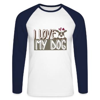Ich Liebe Hund Hundeliebe - Unisex Baseballshirt langarm - Weiß/Navy - Vorne - Nik (191cm)