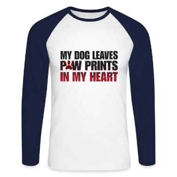 Pawprint dog heart dog friend - Unisex Long Sleeve Baseball T-Shirt - white/navy - Front - Nik (191cm)