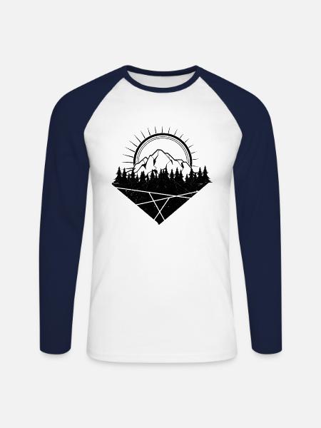 Mountain forest sun - Unisex Long Sleeve Baseball T-Shirt - white/navy
