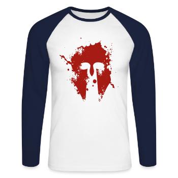 Sparte - T-shirt baseball manches longues Homme - blanc/marine - Devant - Nik (191cm)