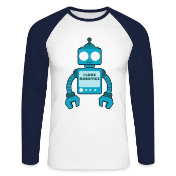 Roboter Spruch - Unisex Baseballshirt langarm - Weiß/Navy - Vorne - Nik (191cm)