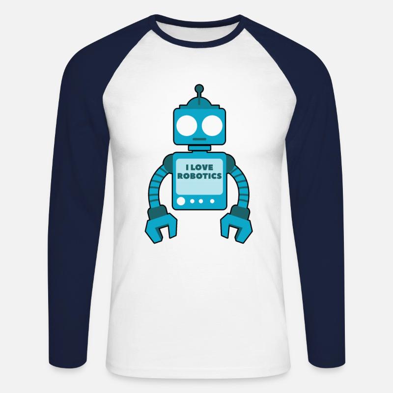 Roboter Spruch - Unisex Baseballshirt langarm - Weiß/Navy