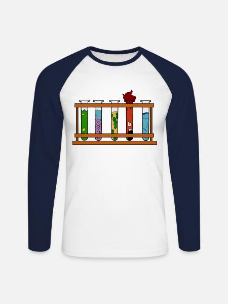 Test tube science monster - Unisex Long Sleeve Baseball T-Shirt - white/navy