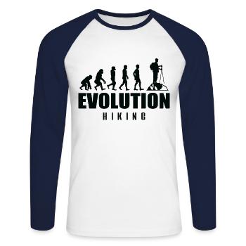 Evolution Hiking - Unisex Baseballshirt langarm - Weiß/Navy - Vorne - Nik (191cm)
