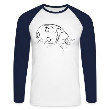 Ladybugs - one line drawing - Unisex Long Sleeve Baseball T-Shirt - white/navy - Front - Nik (191cm)