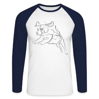 Dog Sport Terrier - one line drawing - Unisex Long Sleeve Baseball T-Shirt - white/navy - Front - Nik (191cm)