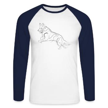 German Shepherd - one line drawing - Unisex Long Sleeve Baseball T-Shirt - white/navy - Front - Nik (191cm)
