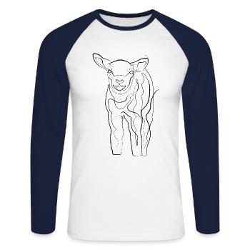 Lamm Hirte - one line drawing - Unisex Baseballshirt langarm - Weiß/Navy - Vorne - Nik (191cm)