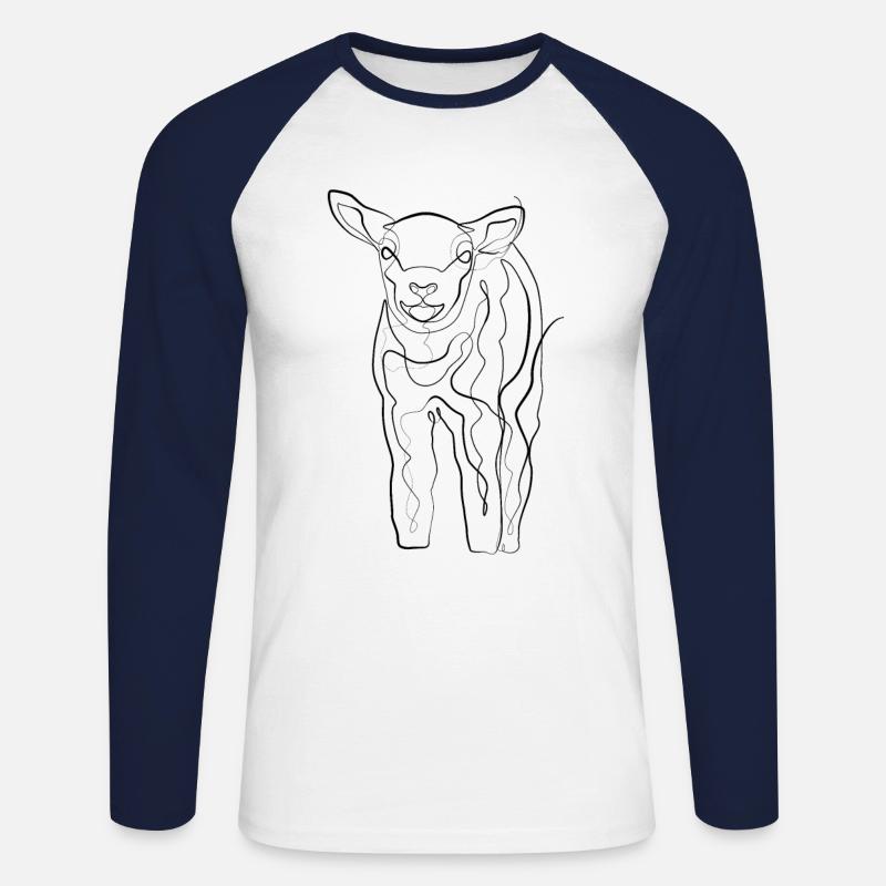 Lamm Hirte - one line drawing - Unisex Baseballshirt langarm - Weiß/Navy