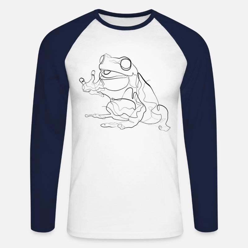 Frosch - one line drawing - Unisex Baseballshirt langarm - Weiß/Navy