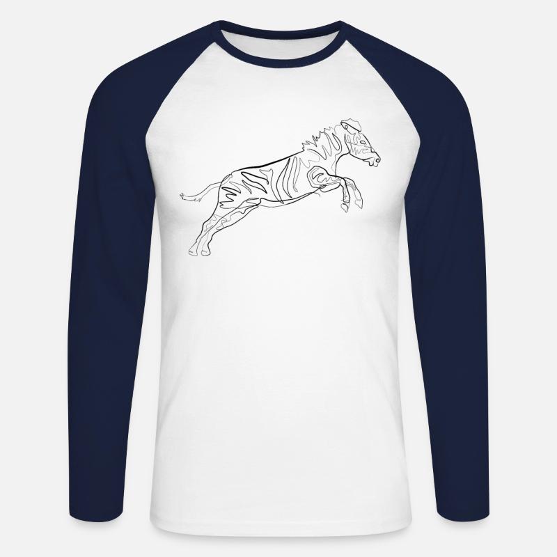 Zebra - one line drawing - Unisex Baseballshirt langarm - Weiß/Navy
