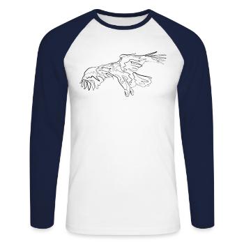 Adler Vogel - one line drawing - Unisex Long Sleeve Baseball T-Shirt - white/navy - Front - Nik (191cm)
