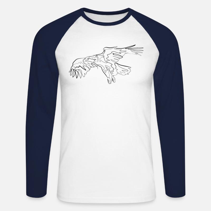 Adler Vogel - one line drawing - Unisex Baseballshirt langarm - Weiß/Navy