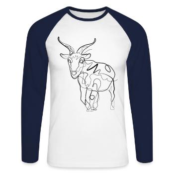 Goat Capricorn Shepherd - one line drawing - Unisex Long Sleeve Baseball T-Shirt - white/navy - Front - Nik (191cm)