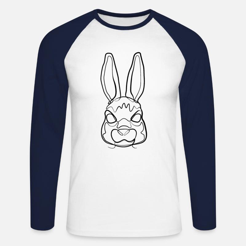 Hase - one line drawing - Unisex Baseballshirt langarm - Weiß/Navy