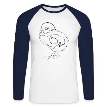Chicks Baby Chicken - one line drawing - Unisex Long Sleeve Baseball T-Shirt - white/navy - Front - Nik (191cm)