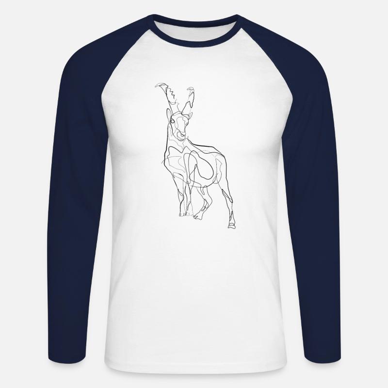 Steinbock - one line drawing - Unisex Baseballshirt langarm - Weiß/Navy