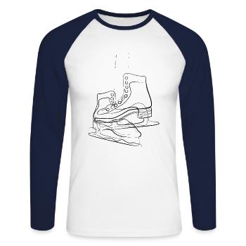 Ice skate - one line drawing - Unisex Long Sleeve Baseball T-Shirt - white/navy - Front - Nik (191cm)