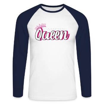 Camping Queen Camperin Camper - T-shirt baseball manches longues Homme - blanc/marine - Devant - Nik (191cm)