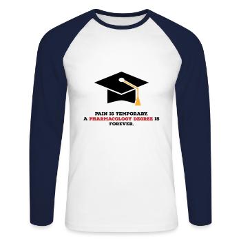 Pharmdegree - T-shirt baseball manches longues Homme - blanc/marine - Devant - Nik (191cm)