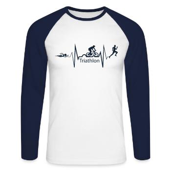 Triathlon Heartbeat - Triathlete - Unisex Long Sleeve Baseball T-Shirt - white/navy - Front - Nik (191cm)