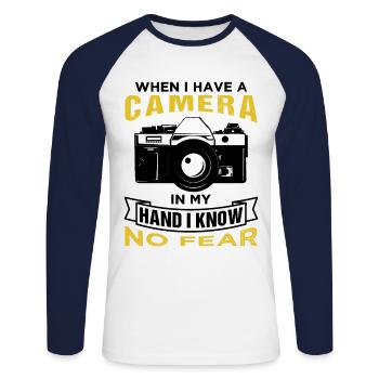 Photography Photographer Fan Lover Gift - Unisex Baseballshirt langarm - Weiß/Navy - Vorne - Nik (191cm)
