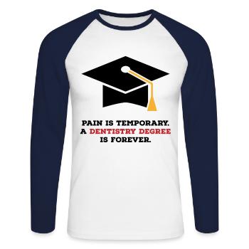 dentistry - Unisex Long Sleeve Baseball T-Shirt - white/navy - Front - Nik (191cm)