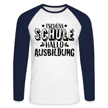 Trainee training - Unisex Long Sleeve Baseball T-Shirt - white/navy - Front - Nik (191cm)