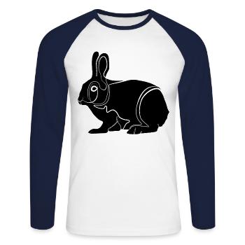 Rabbit Rabbit - Unisex Long Sleeve Baseball T-Shirt - white/navy - Front - Nik (191cm)