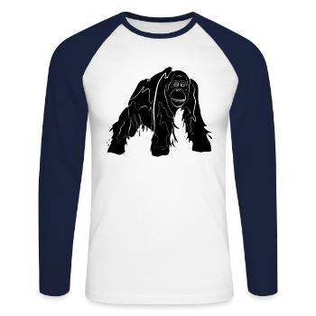 Orangutan Monkey - Unisex Long Sleeve Baseball T-Shirt - white/navy - Front - Nik (191cm)