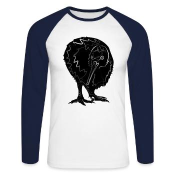 Kiwi Nouvelle-Zélande - T-shirt baseball manches longues Homme - blanc/marine - Devant - Nik (191cm)