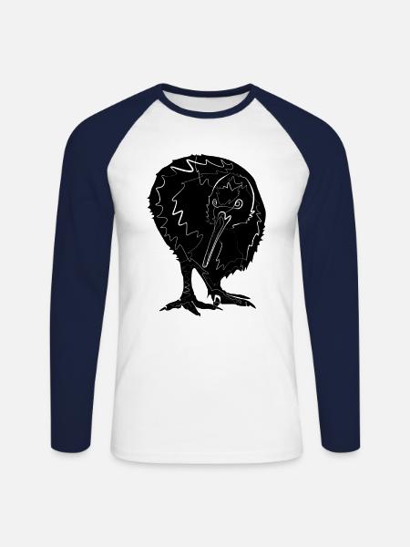 Kiwi Neuseeland - Unisex Baseballshirt langarm - Weiß/Navy