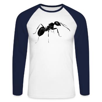 Fourmis - T-shirt baseball manches longues Homme - blanc/marine - Devant - Nik (191cm)