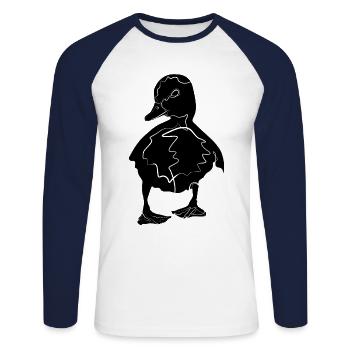 Baby Ente Entchen - Unisex Baseballshirt langarm - Weiß/Navy - Vorne - Nik (191cm)