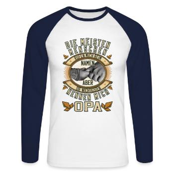 Call me by the name of grandpa old man - Unisex Long Sleeve Baseball T-Shirt - white/navy - Front - Nik (191cm)