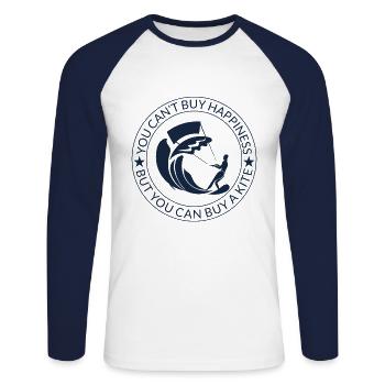 Kiteboard Kitesurfing Kiten Kitesurfer Cadeau - T-shirt baseball manches longues Homme - blanc/marine - Devant - Nik (191cm)
