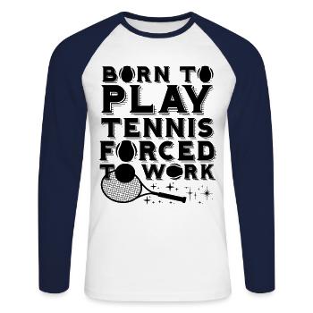 Tennis Player Coach Fan Lover Gift - Unisex Long Sleeve Baseball T-Shirt - white/navy - Front - Nik (191cm)