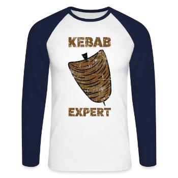 Kebab Döner - Unisex Long Sleeve Baseball T-Shirt - white/navy - Front - Nik (191cm)