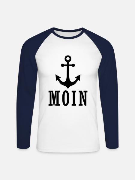 Anker Moin | Yolo-Artwork - Unisex Baseballshirt langarm - Weiß/Navy