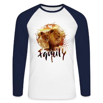 Lion Family Lioness Portrait Paint Design - Unisex Long Sleeve Baseball T-Shirt - white/navy - Front - Nik (191cm)