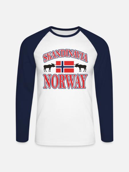 Norway Scandinavia - Unisex Long Sleeve Baseball T-Shirt - white/navy
