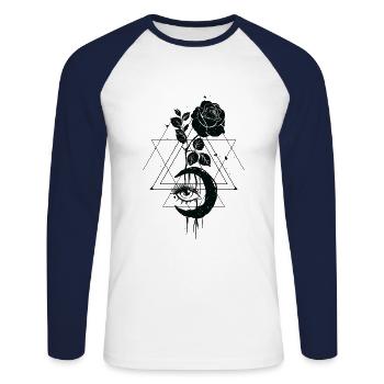 Résumé de T-shirt Moon Rose - T-shirt baseball manches longues Homme - blanc/marine - Devant - Nik (191cm)