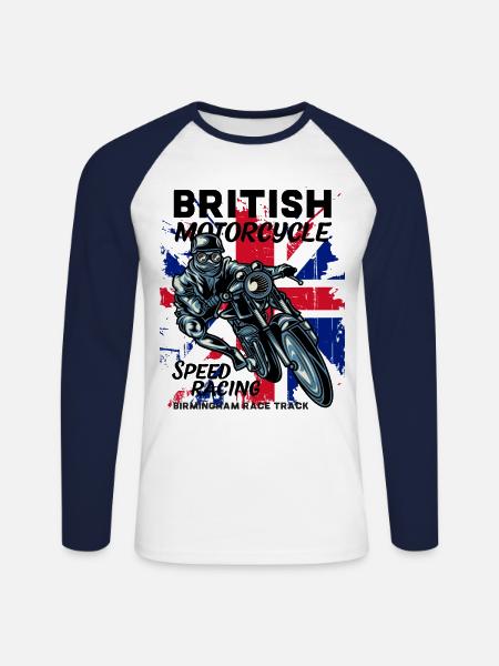 Motorcycles - Unisex Long Sleeve Baseball T-Shirt - white/navy