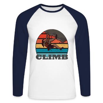 montée - T-shirt baseball manches longues Homme - blanc/marine - Devant - Nik (191cm)