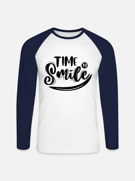 Glück Zitat - Unisex Baseballshirt langarm - Weiß/Navy