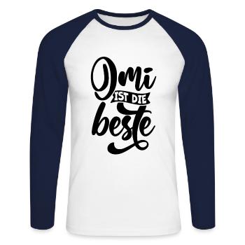 Oma ist die beste - Unisex Baseballshirt langarm - Weiß/Navy - Vorne - Nik (191cm)