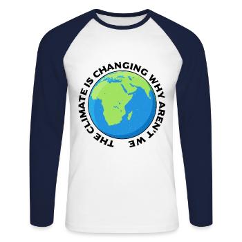 The Climate Is Changing Environment Activism - Unisex Long Sleeve Baseball T-Shirt - white/navy - Front - Nik (191cm)
